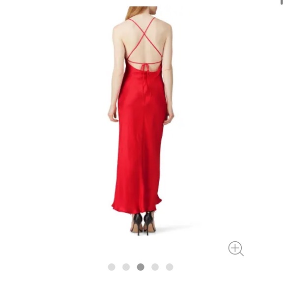 Bardot red silk long gown spaghetti straps - Picture 4 of 11